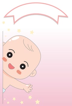baby shower invitation with cartoon card, It's a boy. It's a girl, Vector illustration