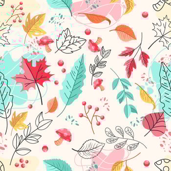 Autumn leaves seamless pattern. Fall foliage background vector