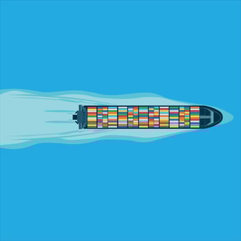 Cargo Ship Illustration With Ocean Background vector