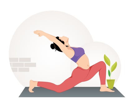 Young woman practicing Low Lunge Yoga pose, Woman workout fitness vector