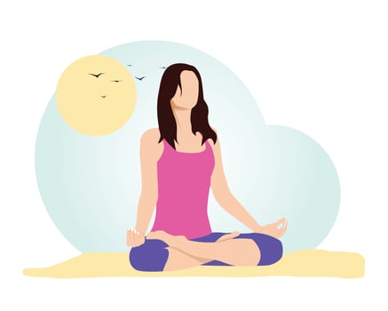 Woman doing meditation, relax, recreation, healthy lifestyle vector