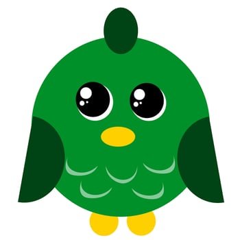 vector illustration of cute green bird cartoon with big eyes