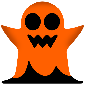 Illustration of an orange cartoon ghost isolated. png
