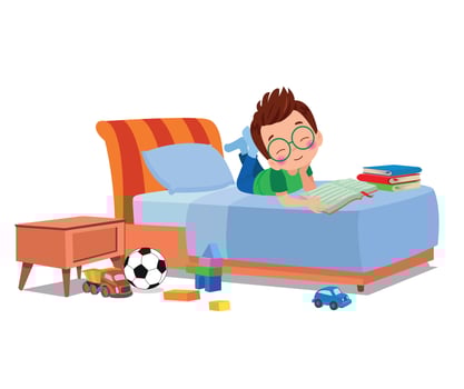 cute happy boy reading a book vector