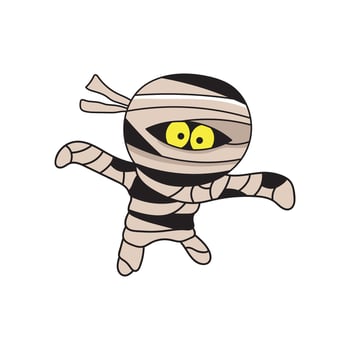 Hand drawn Kids drawing Cartoon Vector illustration cute mummy icon Isolated on White Background