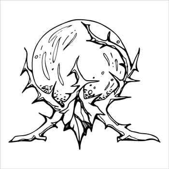 Hand drawn ink vector magic crystal ball for divination. Sketch illustration art for Halloween, witchcraft, occult. Isolated object, outline. Design for shops, logo, print, website, card, booklet