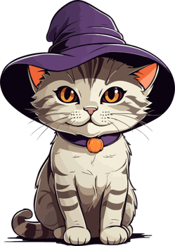 Cute Halloween Cat Illustration with AI Generative png