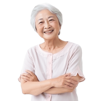 Happy asian old woman isolated png