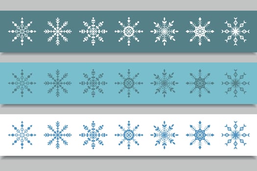 Collection of snowflake variations icons. vector