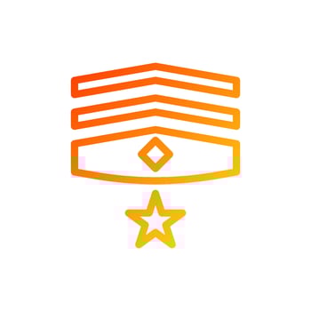 Badge icon gradient red yellow colour military symbol perfect. vector