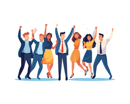 team of professionals celebrating a successful business achievement . AI Generated png