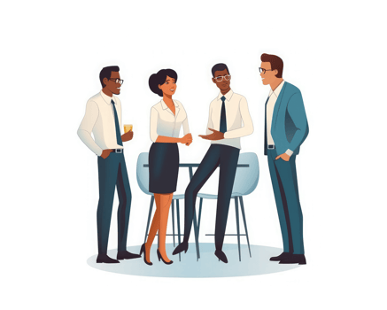 team talking and listening to each other in the office . AI Generated png