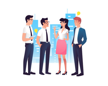 team talking and listening to each other in the office . AI Generated png