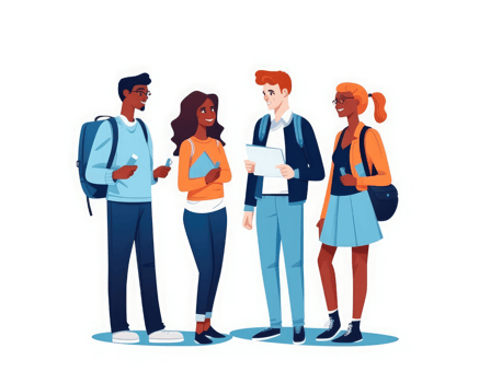 diverse group of university students talking . AI Generated png