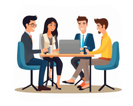 team talking and listening to each other in the office . AI Generated png