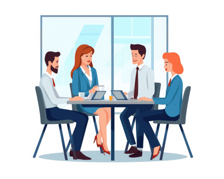 team talking and listening to each other in the office . AI Generated png