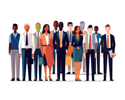 Business multinational team men and women of different races, ages and body types in formal office suits . AI Generated png
