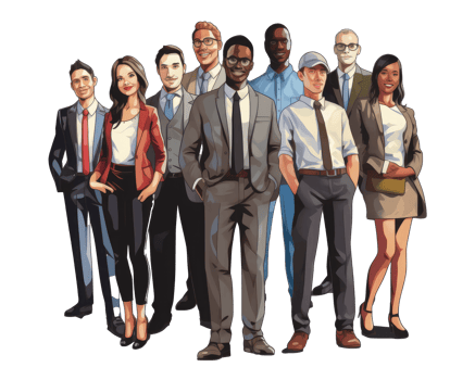 business attire, such as men and women in suits . AI Generated png