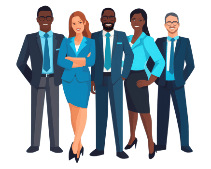 business attire, such as men and women in suits . AI Generated png
