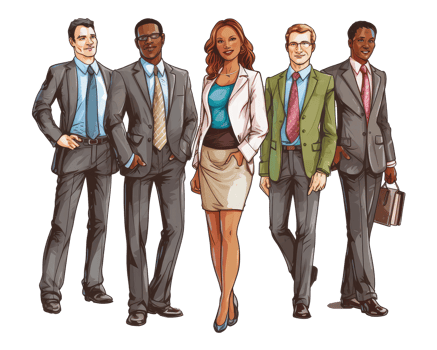 business attire, such as men and women in suits . AI Generated png