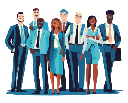 business attire, such as men and women in suits . AI Generated png