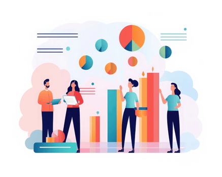 business team work on data presentation . AI Generated png