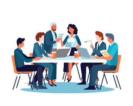 business employees meeting or teamwork training teaching . AI Generated png
