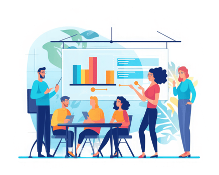 Business employees sharing information . AI Generated png