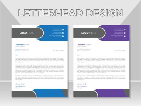 Corporate Modern Letterhead Design Template, Business Letterhead Design, Business style letter head templates for your project design. vector