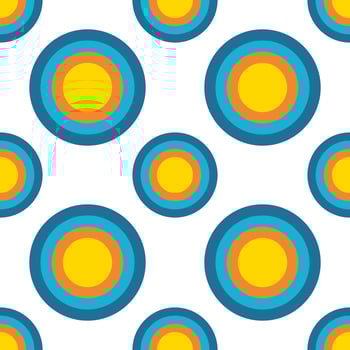 Retro circle abstract background seamless pattern. circle multicolor 1970s. Circle donut shape on white background, geometric cute vector