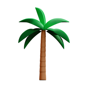 Palm tree 3d rendering icon illustration png