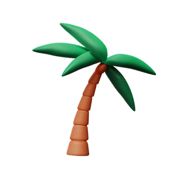Palm tree 3d rendering icon illustration png