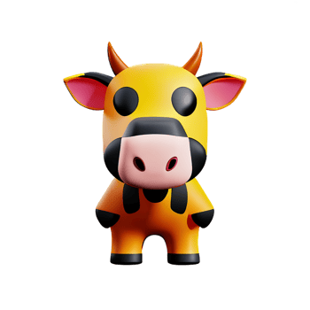 cow 3d rendering icon illustration png