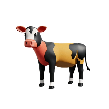 cow 3d rendering icon illustration png