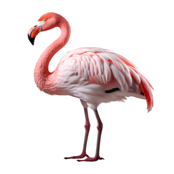 pink flamingo bird isolated on transparent background ,exotic flamingo cut out png ,generative ai