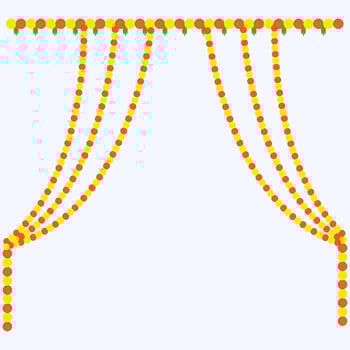 Traditional Indian Marigold Flower Garland with Mango leaves. Decoration for Indian hindu holidays or weddings or Puja Festival, Indian Festival flower decoration vector