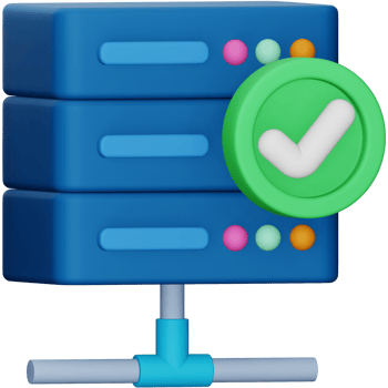 Verified server 3d rendering isometric icon. png