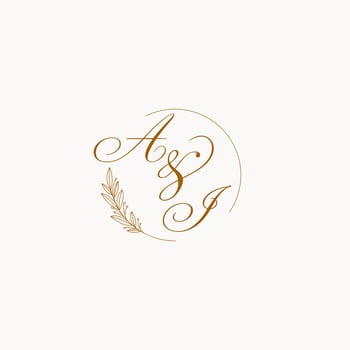 Initials AI wedding monogram logo with leaves and elegant circular lines vector