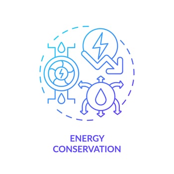 Energy conservation blue gradient concept icon. Aqua consumption efficiency. Water protection aim abstract idea thin line illustration. Isolated outline drawing vector