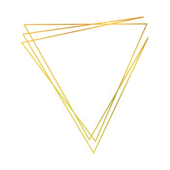 Gold geometric polygonal frame with shining effects isolated on white background. Empty glowing art deco backdrop. Vector illustration.