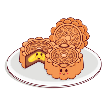 Cute Moon Cakes Traditional Chinese Snack png