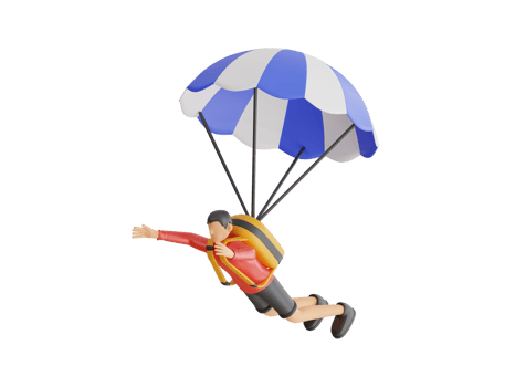 3D Illustration of Man enjoying Parachute ride. Man Riding Parachute. Extreme Sports, Parachuting or Paragliding png