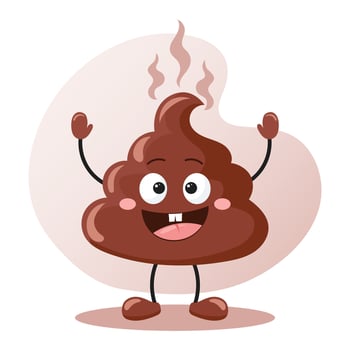 Cute cartoon poop on a white background. Smiling kawaii poop character. Vector