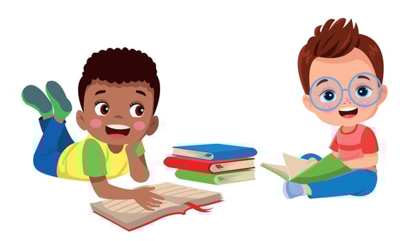 cute happy boy reading a book vector
