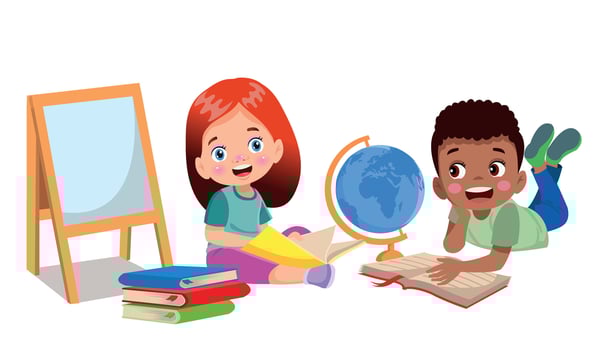 cute happy boy reading a book vector
