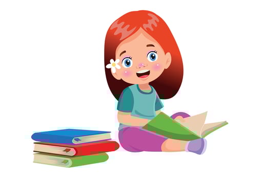 cute happy boy reading a book vector