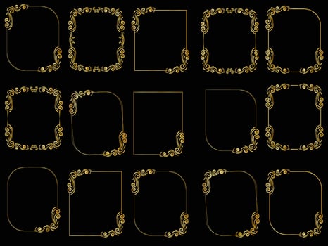 Golden vintage ornament frame. Decorative border frames, elegant vintage frame and wedding ornaments. vector