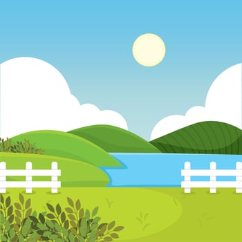 Colored spring seasonal natural landscape Vector