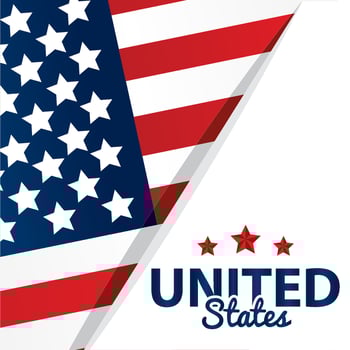 Colored flag of the United States behind a sticker Vector