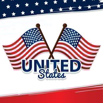 Isolated pair of flags of the United States Vector